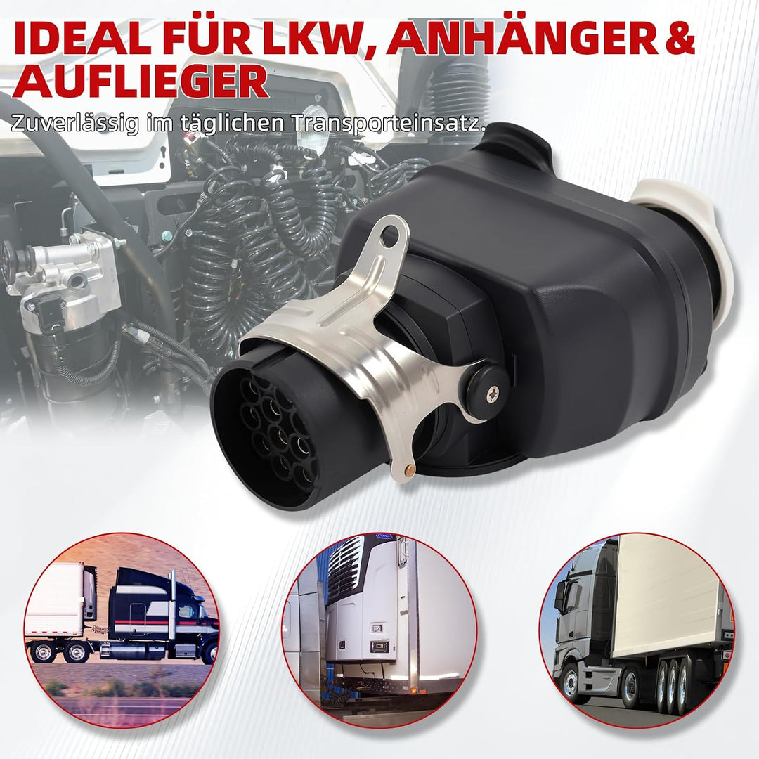 LKW Kurzadapter 24V – 15-p olig Steckdose auf 2X 7-polig Stecker Verteiler für Anhänger (15pol auf 2