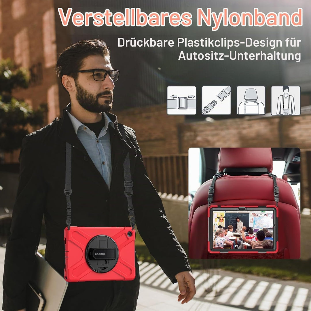 BRAECN für Galaxy Tab A9+ Hülle - Samsung Tablet A9 Plus 11" 2023 Rot | Stossfeste Schutzhülle, 360°