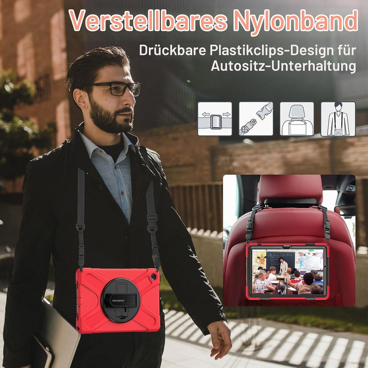 BRAECN für Galaxy Tab A9+ Hülle - Samsung Tablet A9 Plus 11" 2023 Rot | Stossfeste Schutzhülle, 360°