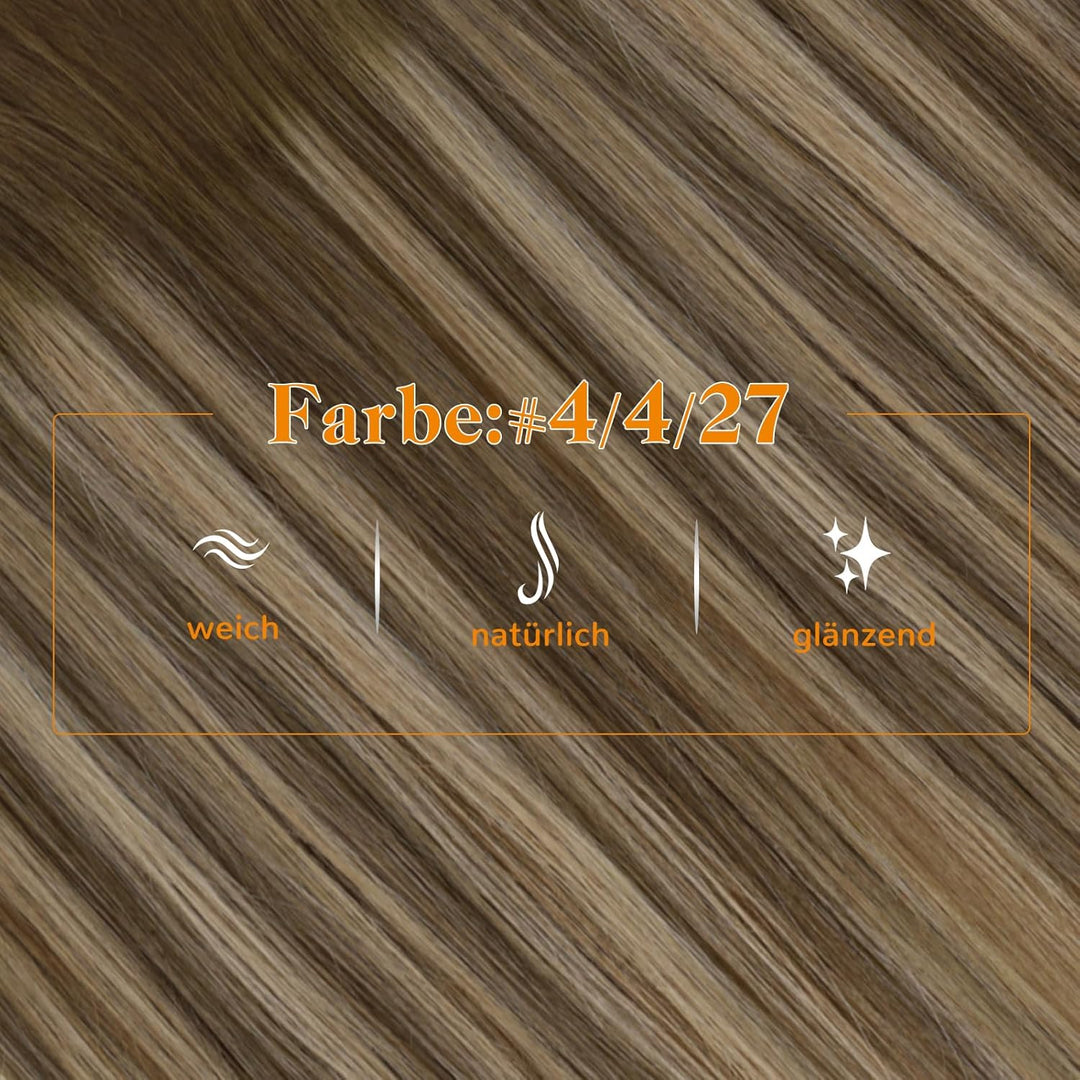 Easyouth Zopf Extension Echthaar Pferdeschwanz Extensions Echthaar Ombre Mittelbraun Mix Honigblond