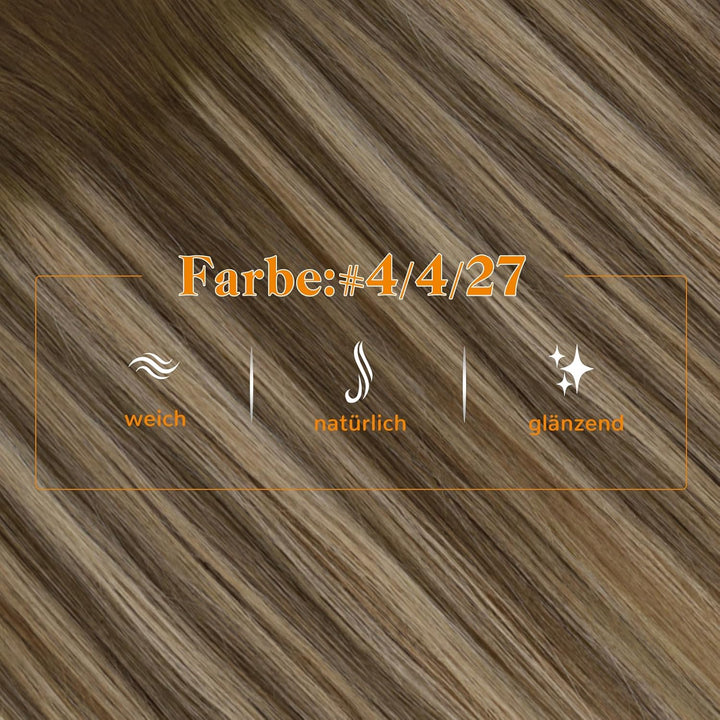 Easyouth Zopf Extension Echthaar Pferdeschwanz Extensions Echthaar Ombre Mittelbraun Mix Honigblond