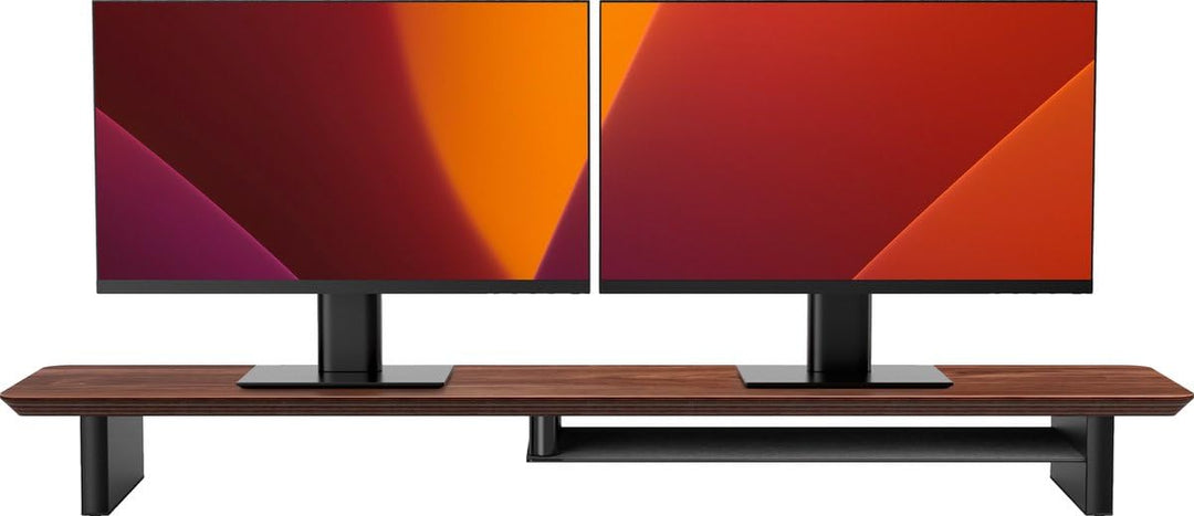 Monitorständer aus Walnussholz – Ergonomischer Bildschirm-Ständer für 1 Monitor bis 35 Zoll, mit int