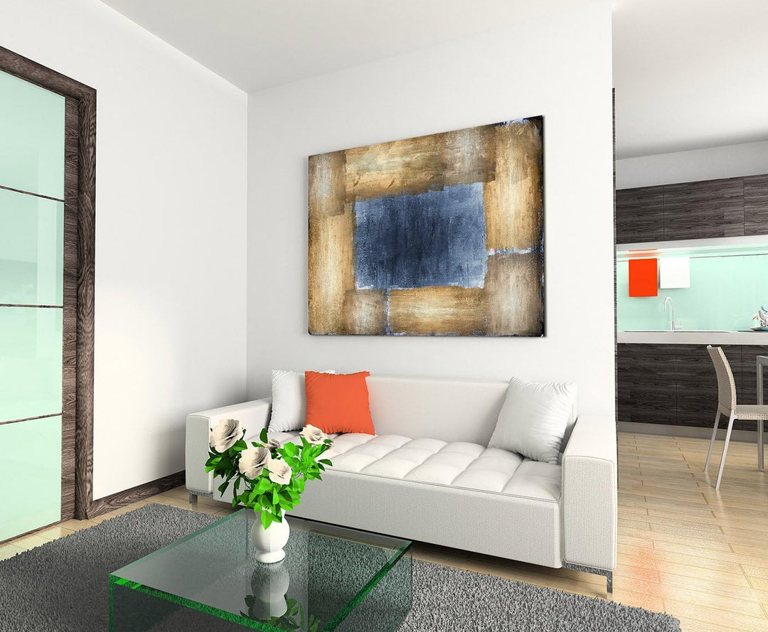 Paul Sinus Art 120x80cm Leinwandbild Leinwanddruck Kunstdruck Wandbild braun grau schwarz blau Ecken