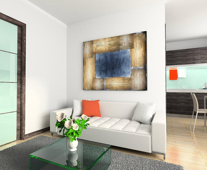 Paul Sinus Art 120x80cm Leinwandbild Leinwanddruck Kunstdruck Wandbild braun grau schwarz blau Ecken