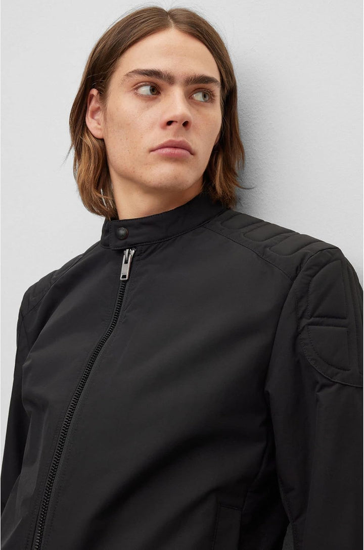 BOSS Herren Ocasey Slim-Fit Bikerjacke aus wasserabweisendem Canvas 54 Black1, 54 Black1