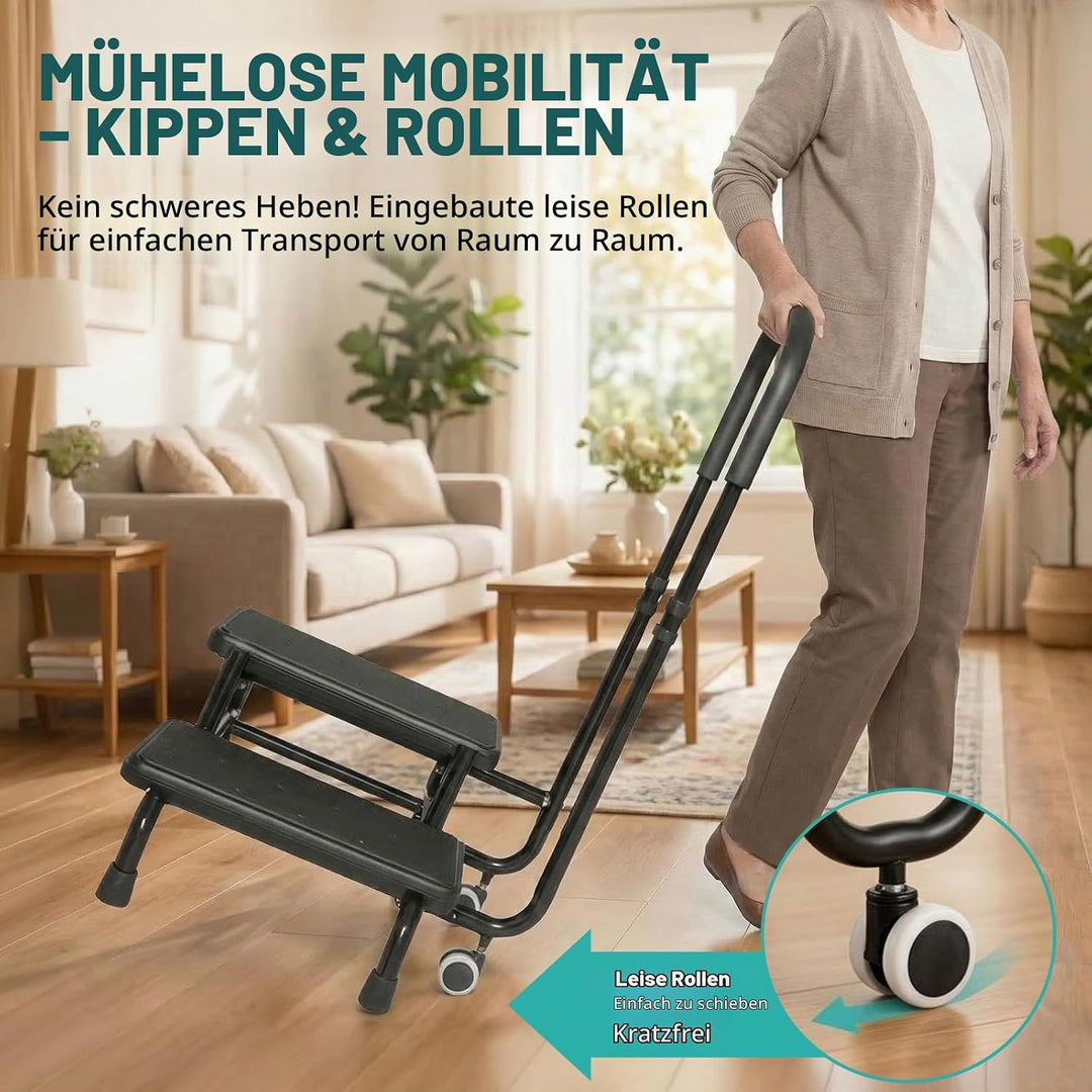 Tritthocker mit Haltegriff - Badewannenstufe mit Haltegriff, 5 Höhen von 95 cm bis 105 cm, Tragfähig