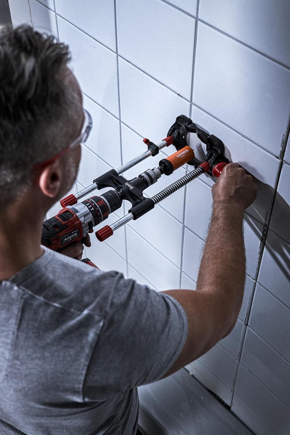 kwb Bohrständer mit Bohrfutter, Sechskant-Antrieb/Mobiler Bohrständer für Akku-Schrauber und Bohrmas