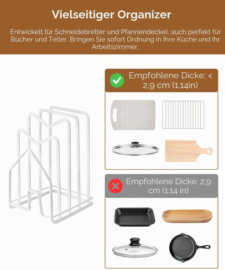 LINFIDITE Schneidebrett-Rack Topfpfannendeckel-Halter für Küchenarbeitsplatte Schneidebrett Organize