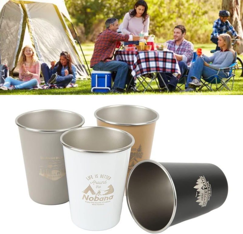 Gugxiom Pint Cup Campingbecher 12 Unzen Edelstahlbecher-Set, Leichtes 4-Farben-Picknick-Getränkebech