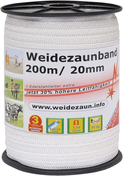 VOSS.farming - Weidezaunband mit 30% mehr Leitfähigkeit - insgesamt 800m + Elektro-Zaun-Band-Zubehör