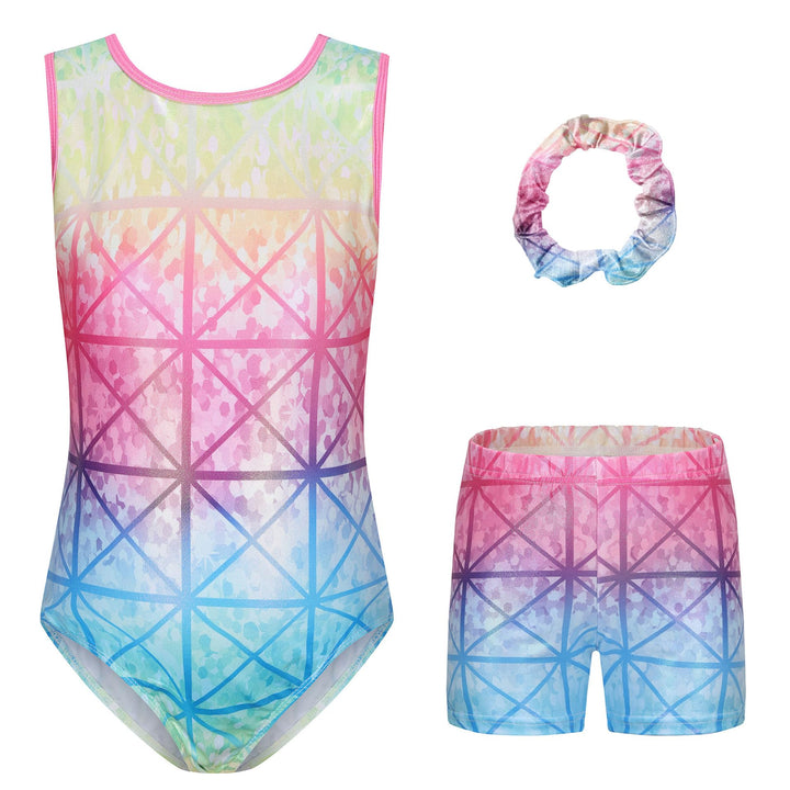 SEAUR Mädchen Turnanzug Turnshorts Set Ärmellos/Langarm Gymnastikanzug mit Hose Kinder Trikot Turnen