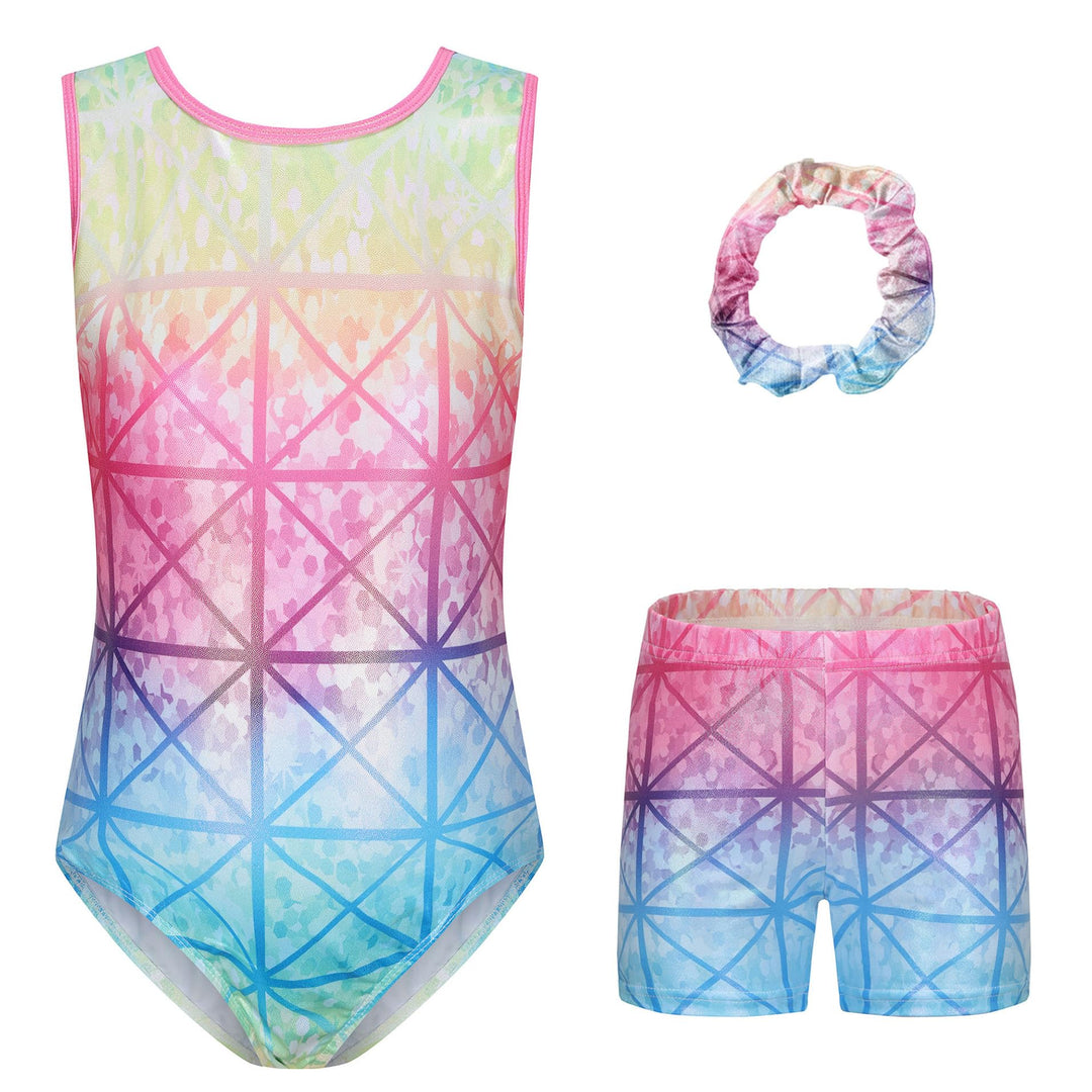SEAUR Mädchen Turnanzug Turnshorts Set Ärmellos/Langarm Gymnastikanzug mit Hose Kinder Trikot Turnen