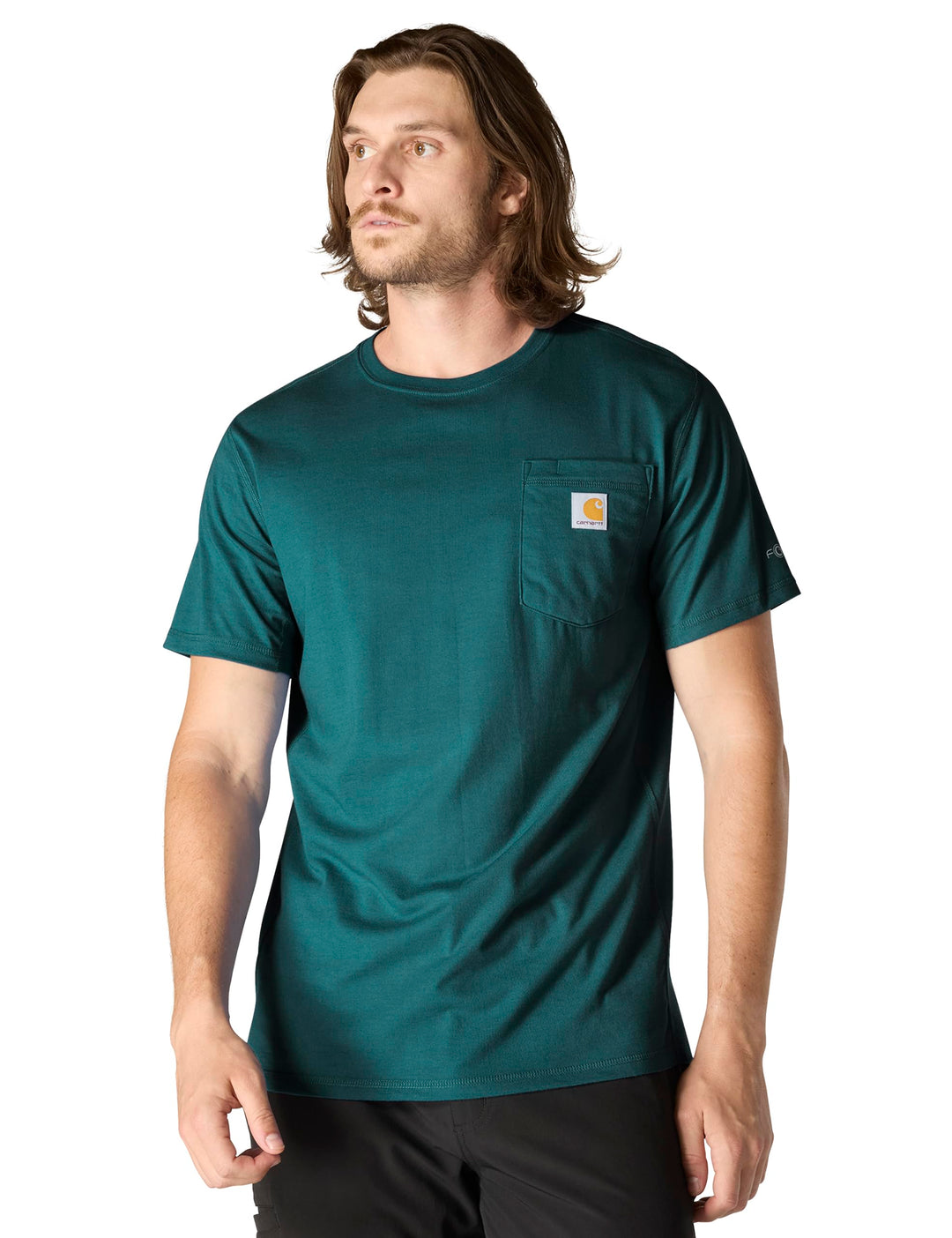 Carhartt Herren T-Shirt Force Flex Pocket S Greenstone, S Greenstone