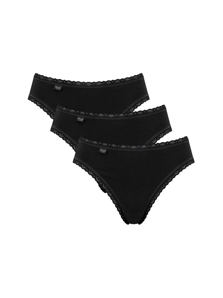 Sloggi - 24/7 Cotton Lace - Tai Slip - 3er-Pack Basic/Running Style (NOS) 40 Schwarz, Basic/Running