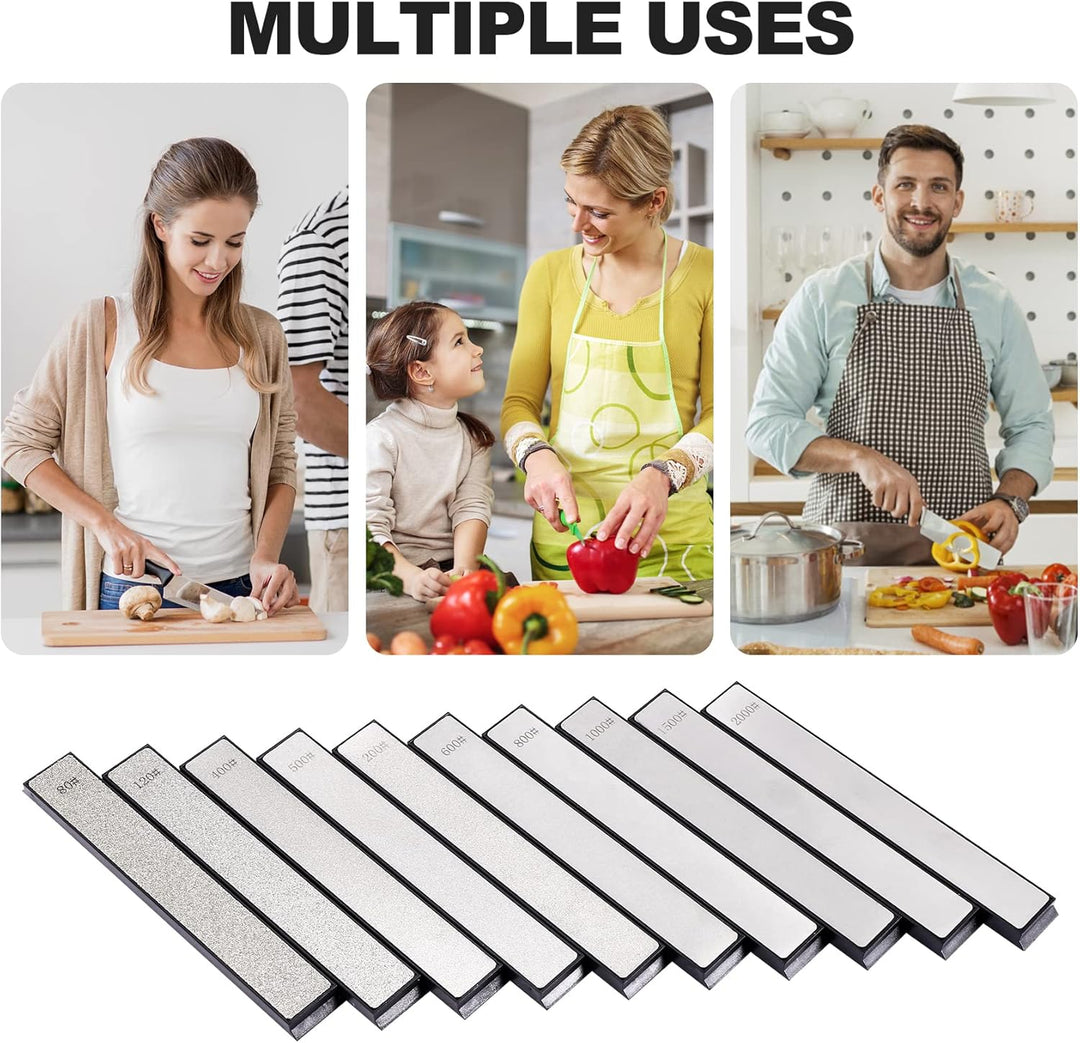 Liseng 10 Stück -Messerschleifstein-Set, Wetzstein-Messerschärfer für professionelles Küchen-Schärfs