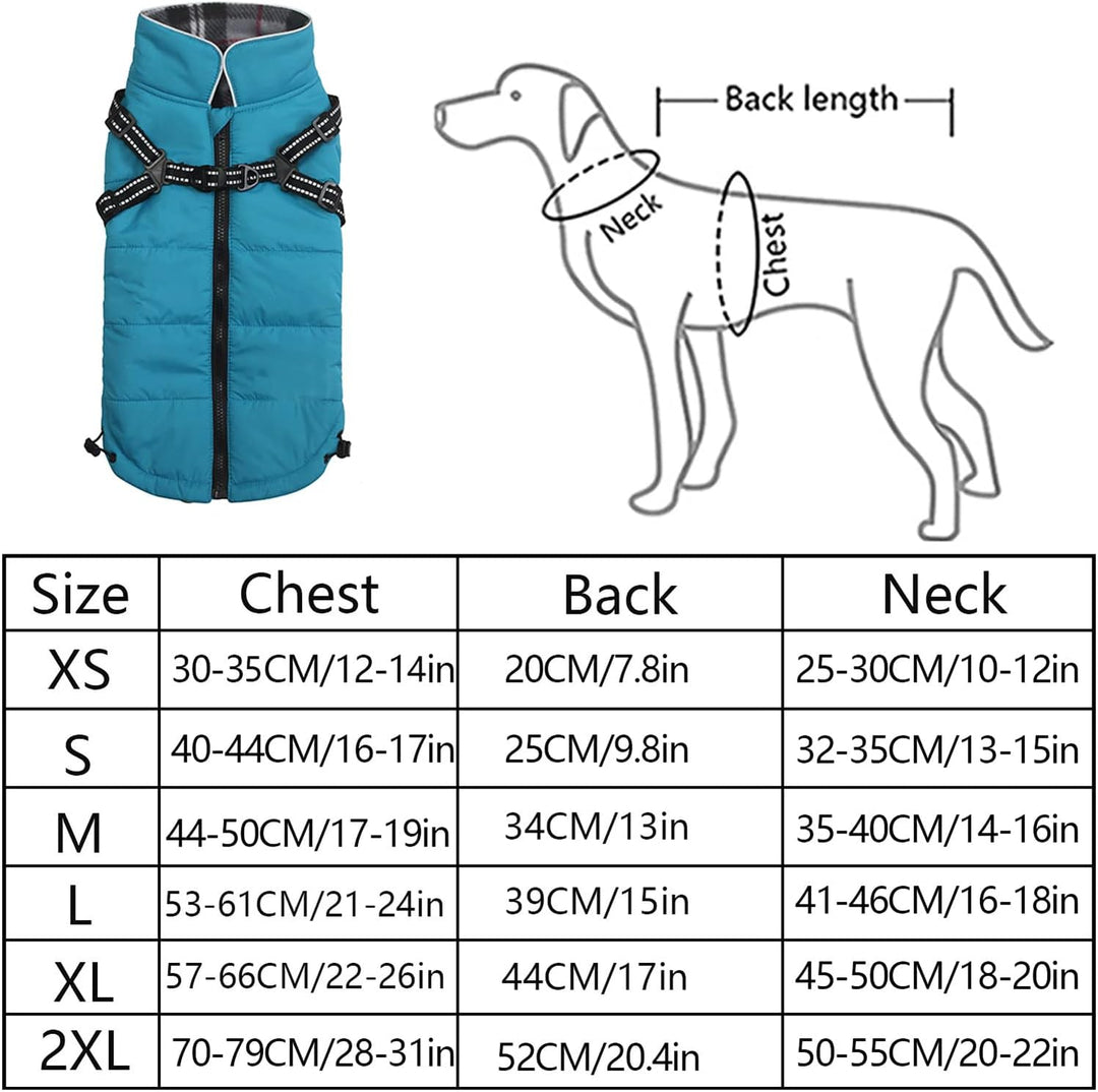 Pethiy -Super Warm Hunde wintermäntel mit Geschirr, Hundejacke mit Innenfleece, Wasserdichte Kleine