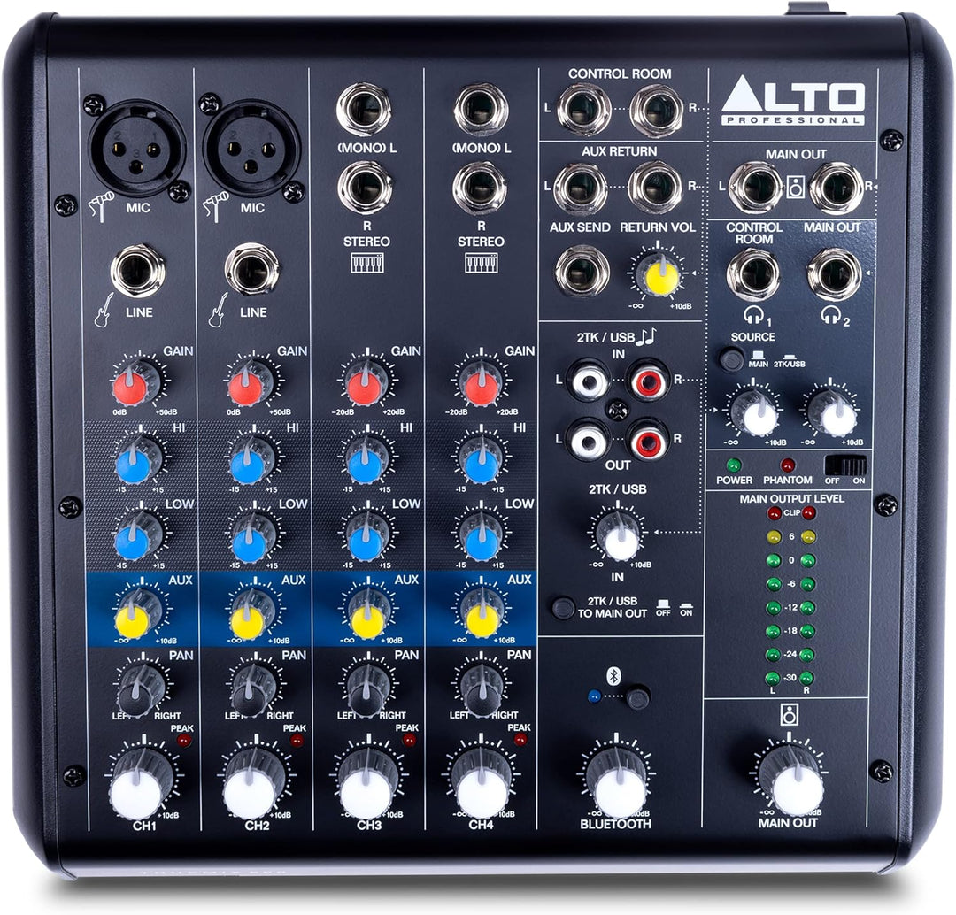 Alto TrueMix 600 Audio Mixer mit 2 XLR-Mikrofoneingängen, USB Audio Interface und Bluetooth für Podc