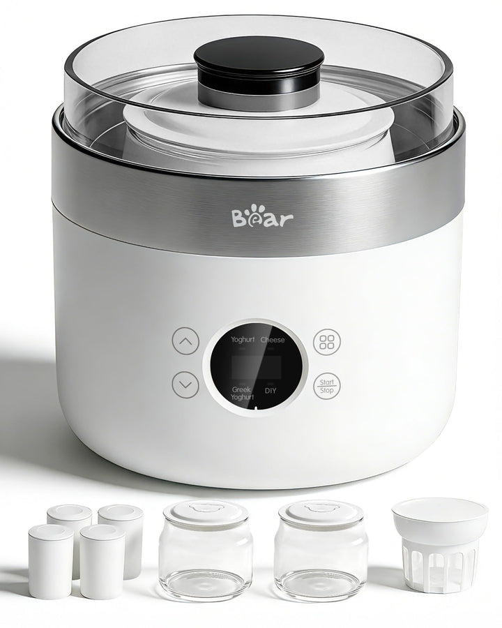 Bear Joghurtbereiter Joghurt- und Frischkäsebereiter, inkl. 4 Keramik Portionsbecher à 125 ml, 2 XXL