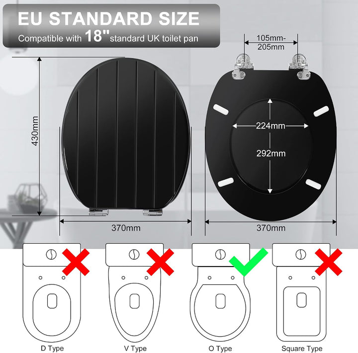 Angel Shield Weisser WC-Sitz aus Holz, antibakteriell, WC-Sitz passt nie verrutscht für Badezimmer m