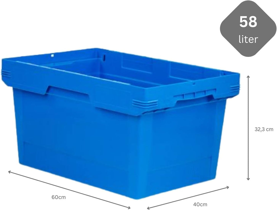 PROREGAL SuperSparSet 5x Conical Mehrweg-Stapelbehälter Blau | HxBxT 32,3x40x60cm | 58 Liter | Lager