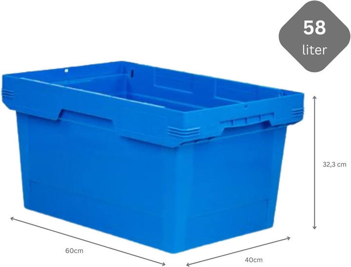 PROREGAL SuperSparSet 5x Conical Mehrweg-Stapelbehälter Blau | HxBxT 32,3x40x60cm | 58 Liter | Lager