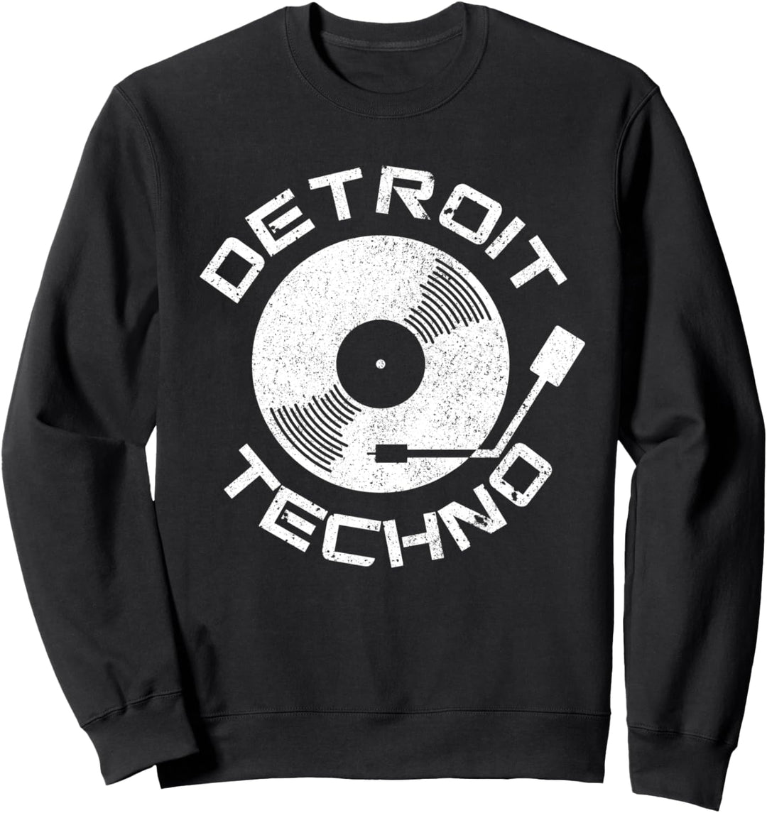 Detroit Techno Raver DJ Vintage Retro Schallplatte Geschenk Sweatshirt
