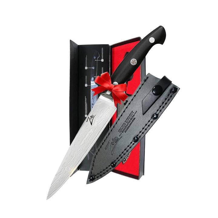 Zelite Damastmesser, Scharfes Allzweckmesser, 15,2cm Küchenmesser, Japanisches Messer für Gastro, Pr