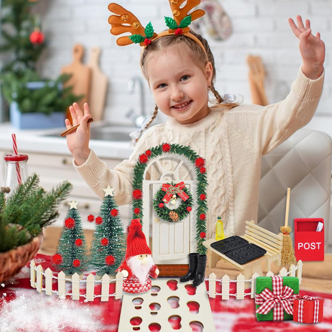 70 Stück Miniatur Wichtel Zubehör Weihnachten Set, Wichteltür Zubehör Komplettset Weihnachtswichtel