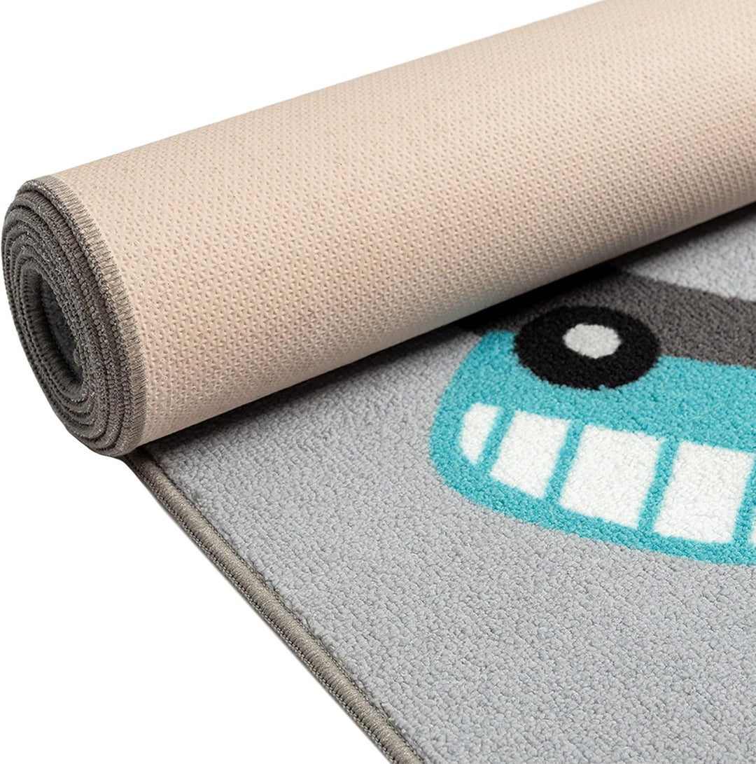 Teppich-Traum Kinderteppich Kinderzimmer Teppich waschbar rutschfest Spielteppich Safari Strassen Au