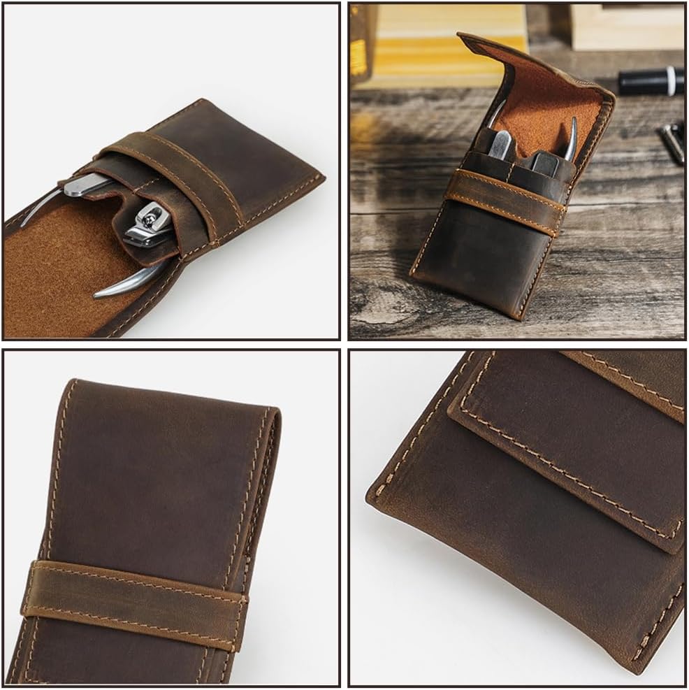 Leeres Maniküre Set Etui Aus Echtem Leder Handgefertigt Aus Rindsleder Ideal Für Die Tägliche Finger