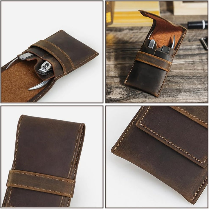 Leeres Maniküre Set Etui Aus Echtem Leder Handgefertigt Aus Rindsleder Ideal Für Die Tägliche Finger