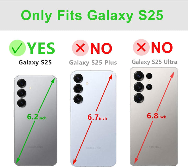 LENSUN Echtleder Handyhülle für Samsung Galaxy S25 5G, Lederhülle [Brieftasche][Bookstyle] Handytasc
