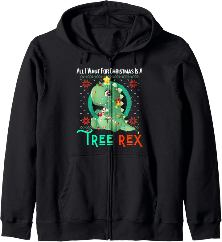All I Want For Christmas Is A Tree Rex Lustiger, hässlicher Weihnachtspullover Kapuzenjacke