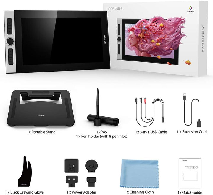 XP-PEN Innovator 16 Grafiktablett 15.6 Zoll 1920x1080 FHD IPS Pen Display zum Zeichnen mit 92% Adobe