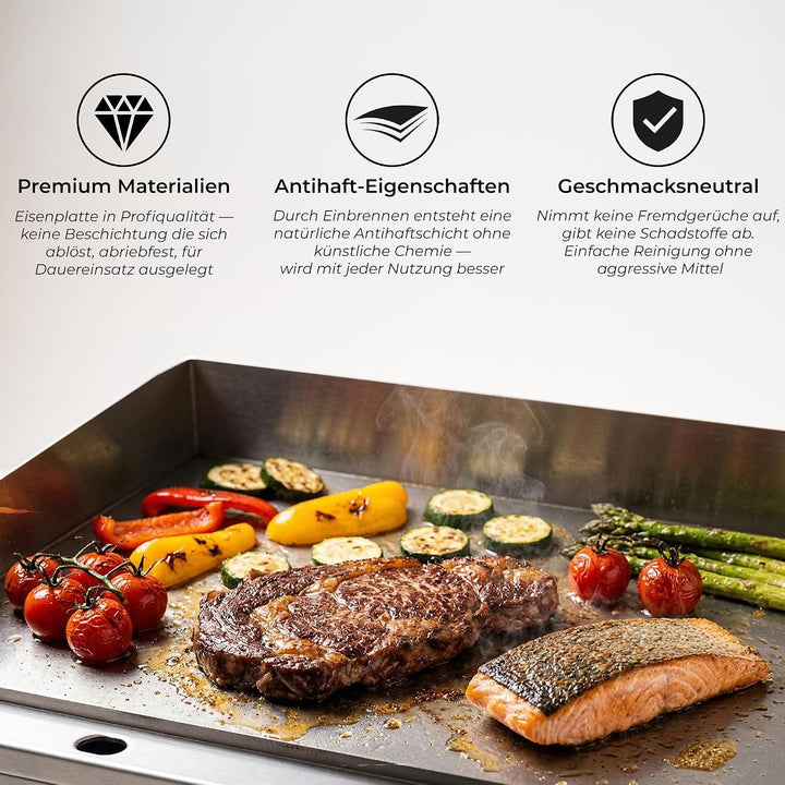 KLAMER Elektrogrill Edelstahl 3000W, XL Grillplatte 54,5x38,5 cm Tischgrill Maxi-Grill Glatt, Maxi-G