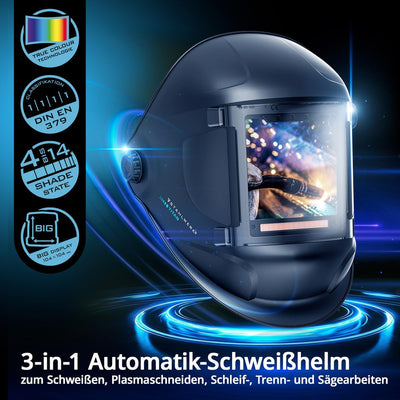 STAHLWERK Automatik-Schweisshelm TITAN 3-in-1 Schweisserhelm | Schweissermaske mit True-Colour-Echtf