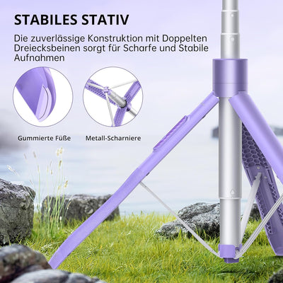 ATUMTEK Selfie-Stick,Einbeinstativ, Bluetooth, 3-in-1, ausziehbar 150CM, 360 ° drehbar, Detachable R