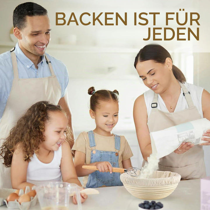 Gärkorb Brot Set,25cm Gärkörbchen zum Brotbacken, Sauerteig Starter Set, Einschliesslich Teigschaber