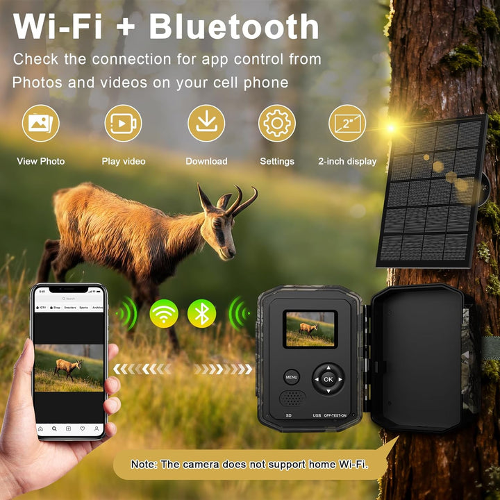 Wildkamera mit Handyübertragung APP - Wildtierkamera 5K 64MP HD mit WLAN Bluetooth Bewegungsmelder N
