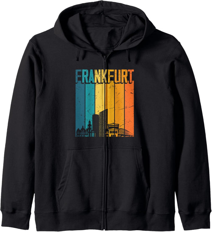 Frankfurt Skyline Retro Vintage Souvenir Frankfurt Kapuzenjacke