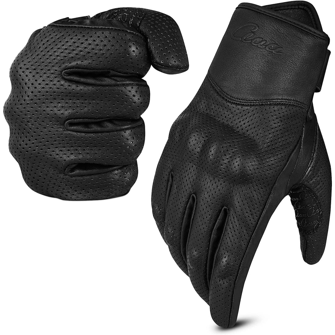 aaasportx Premium Motorrad Handschuhe Herr Leder mit Touchscreen Funktion - Protektoren Motorradhand