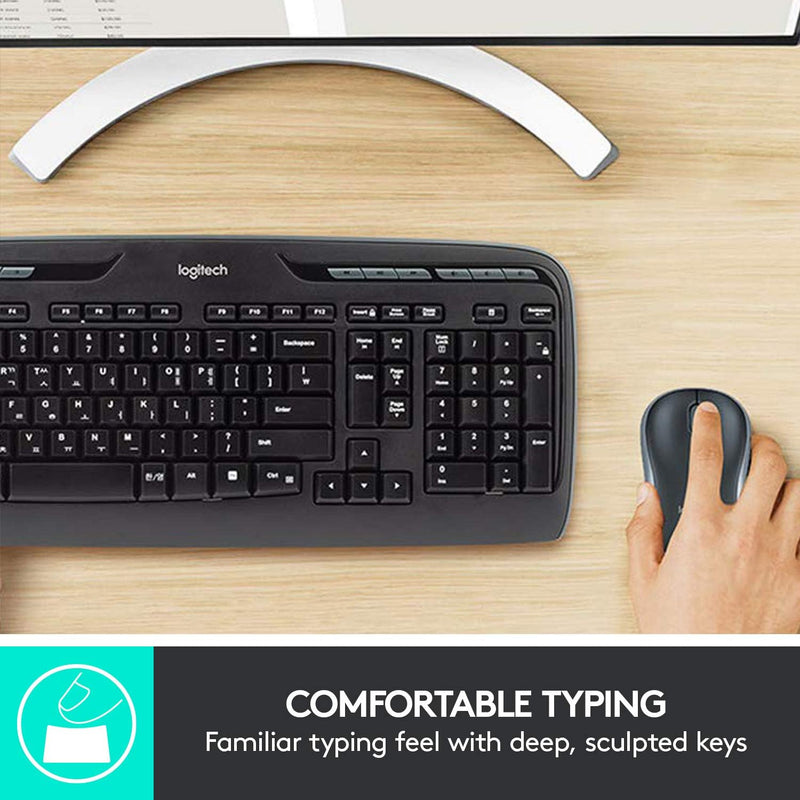 Logitech MK330 Kabelloses Tastatur-Maus-Set, 2.4 GHz Verbindung via Unifying USB-Empfänger, 4 progra