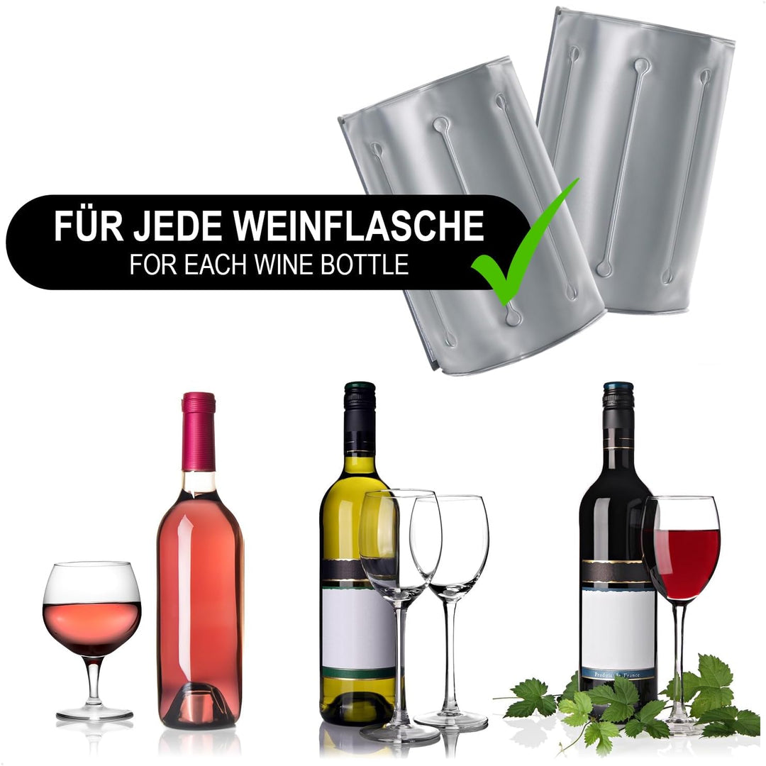 COM-FOUR® 4x Flaschenkühler für unterwegs - Weinkühler-Manschette mit Schnellverschluss - Kühlmansch