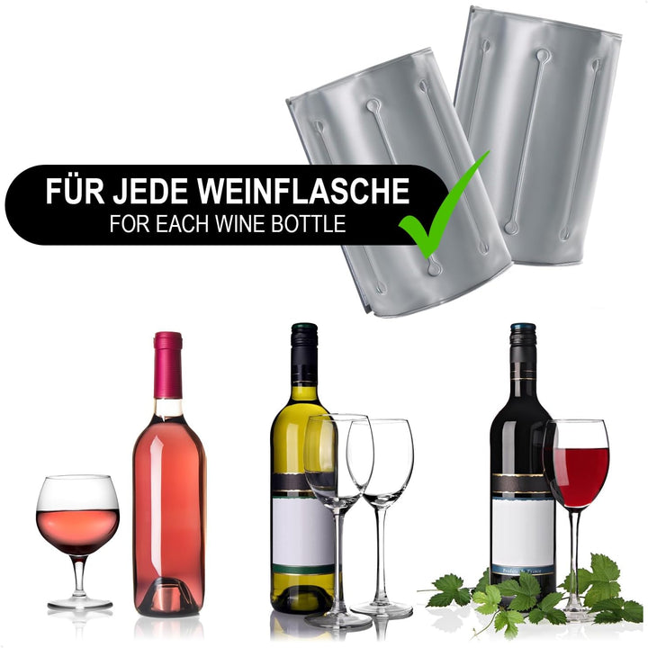 COM-FOUR® 4x Flaschenkühler für unterwegs - Weinkühler-Manschette mit Schnellverschluss - Kühlmansch