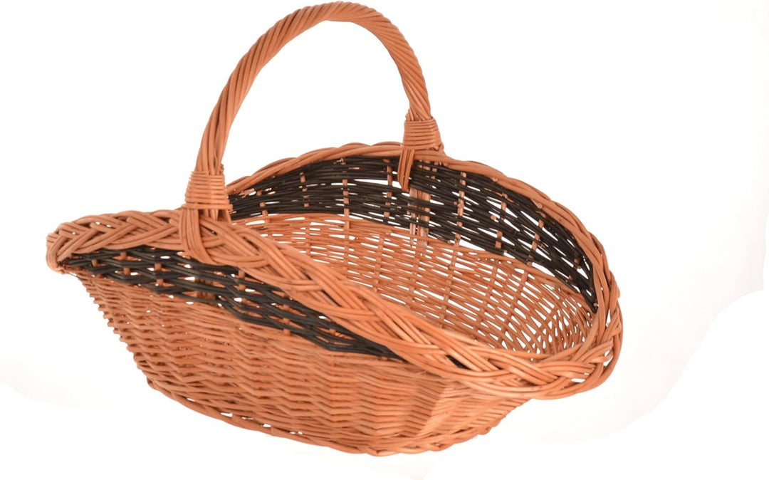 Weidenkorb 58 x 35 cm für Kaminholz – Handgefertigte Holz- &amp; Dekokörbe mit Griff – Kamin Holzkorb Na
