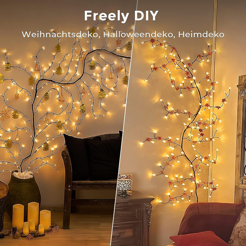 Ciskotu Beleuchtete Willow Vine, Weidenrebe Baum Lichter mit Stecker, 144 LEDs Willow Vine LED Baum,