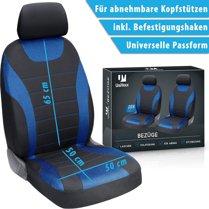 UniVexx® Autositzbezüge 2er-Set – Universal Vordersitz-Schonbezüge mit Airbag-Ausschnitt – Atmungsak