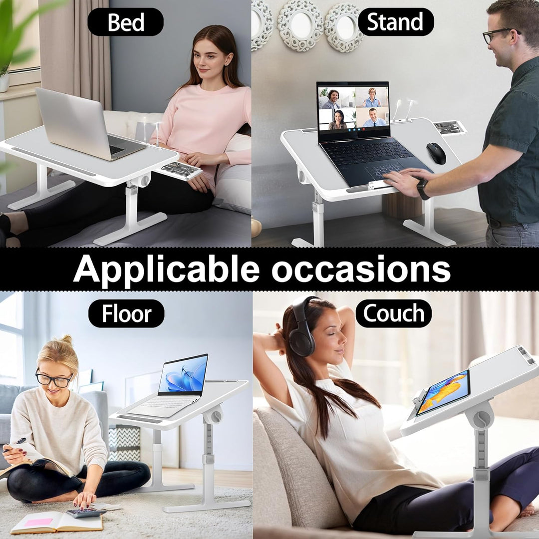 Soontrans Laptoptisch 60 x 40 cm, Laptop Tisch mit Schublade, Höhenverstellbar, Winkelverstellbar, K