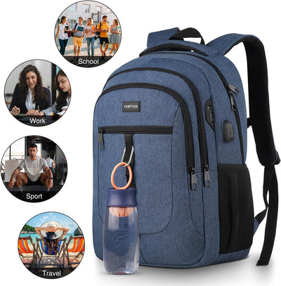 YAMTION 17.3 Zoll Rucksack Herren und Damen,Unisex Schulrucksack Teenager für Jungen Mädchen Laptop