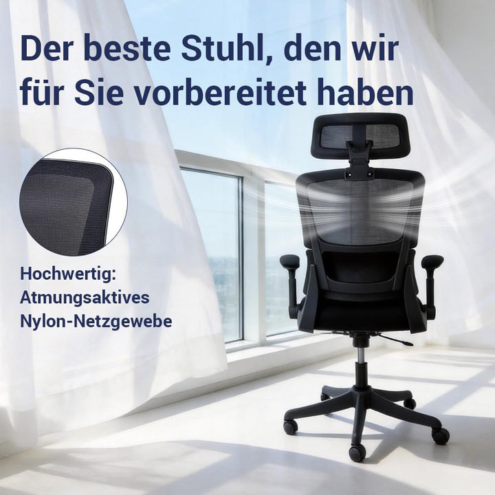 Ergonomischer Bürostuhl, Lendenwirbelstütze, höhenverstellbarer Chefsessel, Drehstuhl, Netzstuhl (Bl